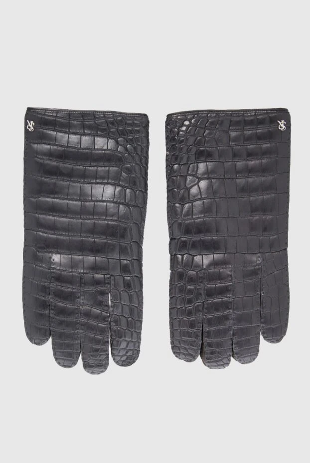 Gloves made of crocodile leather black men's - photo 1
