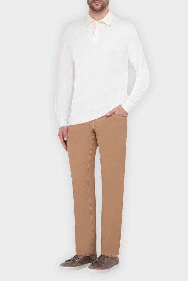 Stefano Ricci поло с длинным рукавом из шелка и кожи крокодила белое мужское 165143 - фото 2