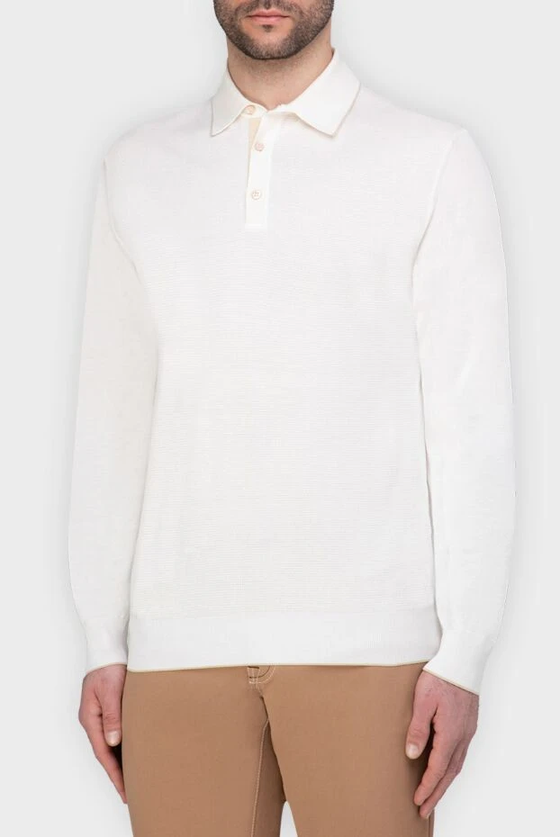 Stefano Ricci поло с длинным рукавом из шелка и кожи крокодила белое мужское 165143 - фото 3