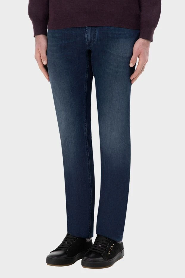 Stefano Ricci джинсы темно синие зауженные с эффектом винтажной стирки
 165146 - фото 2