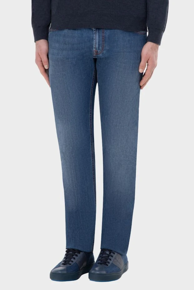 Stefano Ricci джинсы из хлопка голубые с контрастной прострочкой 165160 - фото 2