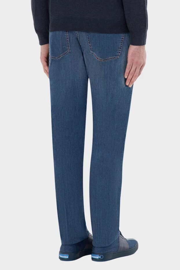 Stefano Ricci джинсы из хлопка голубые с контрастной прострочкой 165160 - фото 3