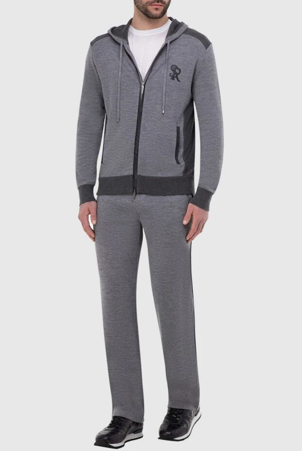 Men's sports suit made of cashmere and crocodile leather gray - photo 2