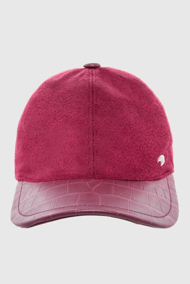 Нубук пен крокодил терісінен жасалған ерлер қалпақ, бургундия - фото 1