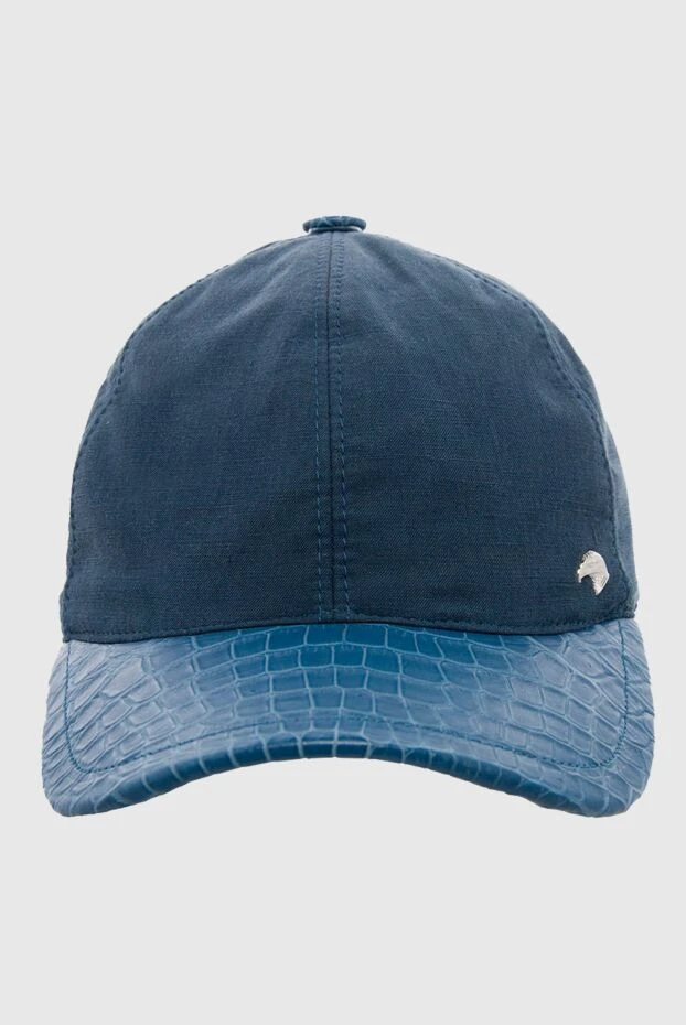 Кепка из хлопка, шелка и кожи крокодила бордовая мужская - фото 1