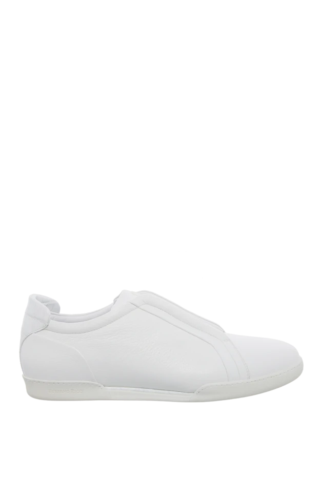 White genuine leather slip-ons with crocodile heel - photo 1