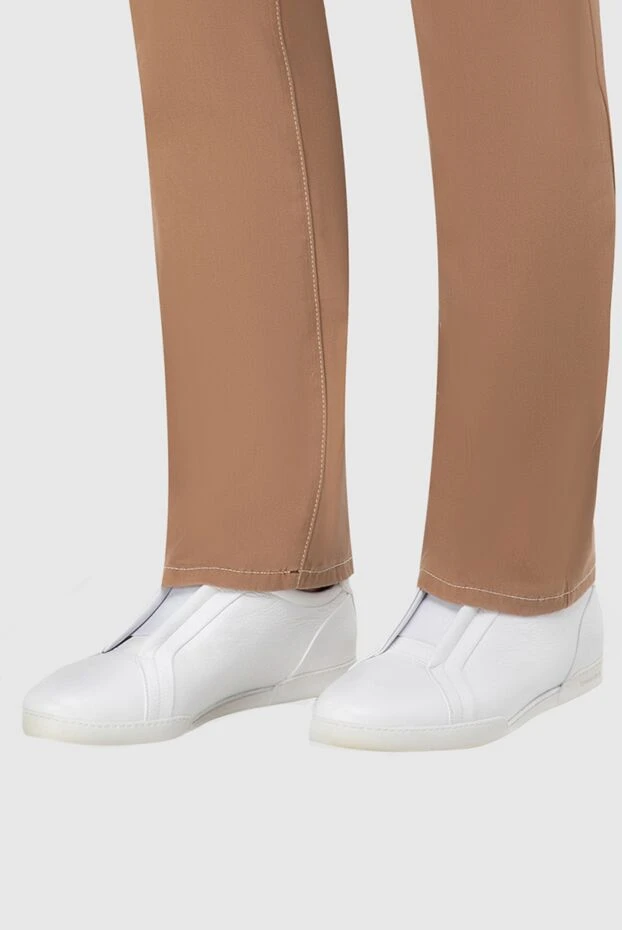 Stefano Ricci белые слипоны из натуральной кожи с пяткой из кожи крокодила 165169 - фото 2