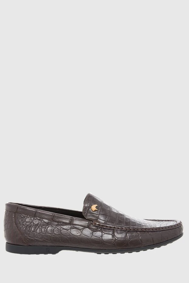 Лоферы из кожи крокодила коричневые мужские - фото 1