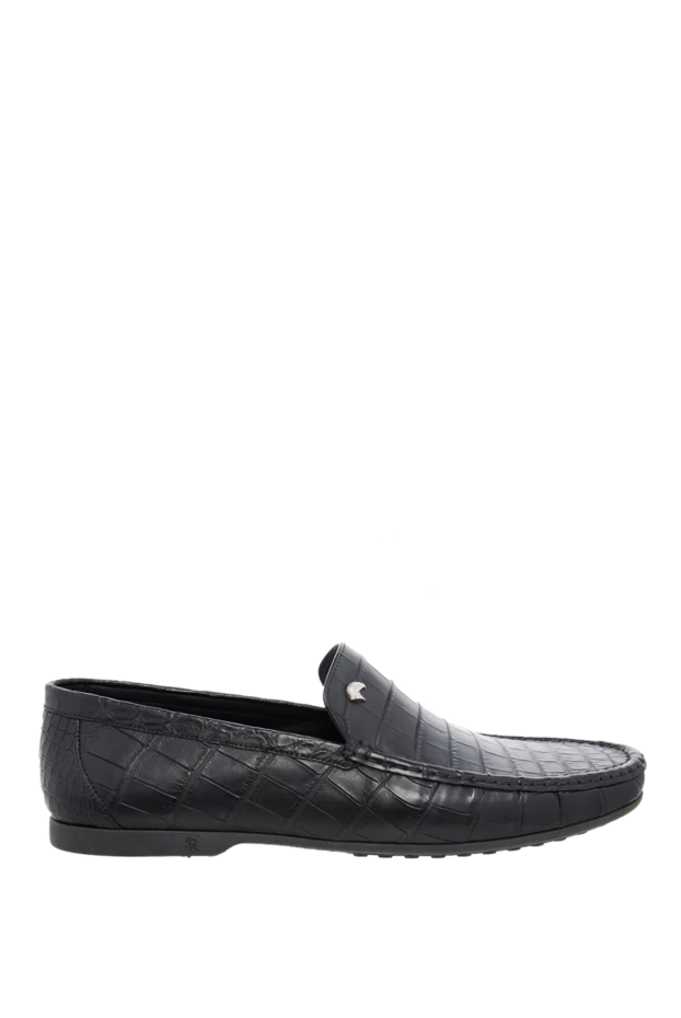 Икемді табаны бар қара түсті шынайы крокодил терісінен жасалған лоферлер - фото 1