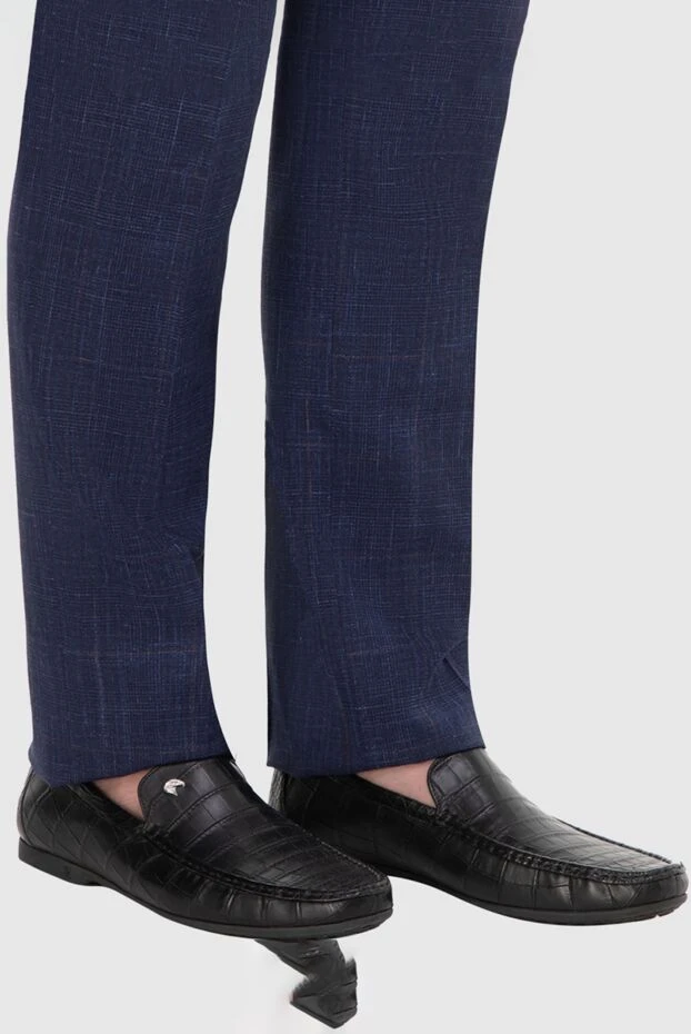 Икемді табаны бар қара түсті шынайы крокодил терісінен жасалған лоферлер - фото 2