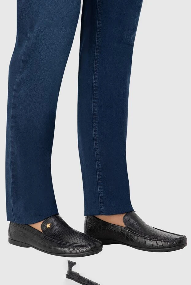 Stefano Ricci қара түсті, әшекейлі кірістірілген, шынайы қолтырауын терісінен жасалған лоферлер 165176 - фото 2