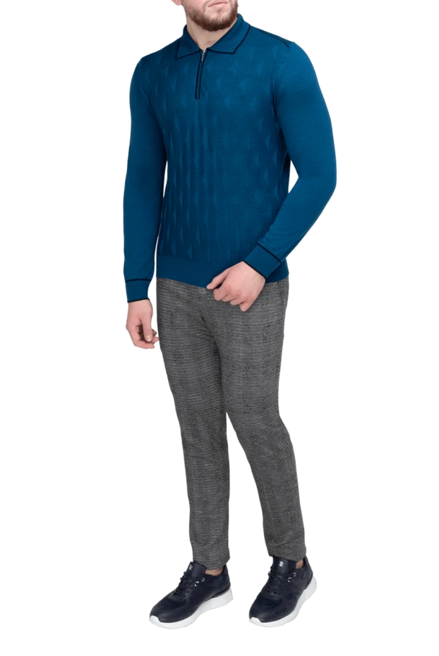 Dalmine man wool, silk and cashmere long sleeve polo blue for men купить с ценами и фото 165199 - photo 2