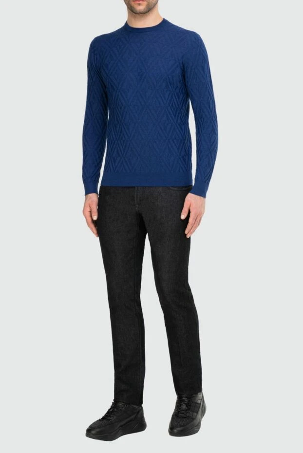 Dalmine man wool, silk and cashmere jumper blue for men купить с ценами и фото 165223 - photo 2