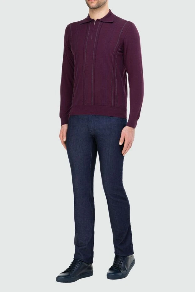 Dalmine man wool, silk and cashmere long sleeve polo violet for men купить с ценами и фото 165232 - photo 2