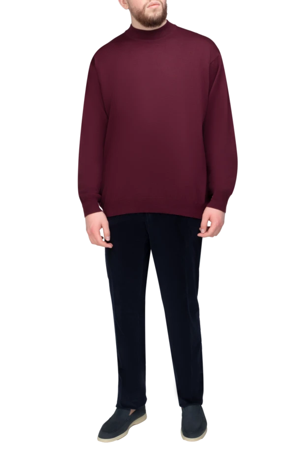 Dalmine man men's jumper with a high stand-up collar, burgundy wool купить с ценами и фото 165238 - photo 2