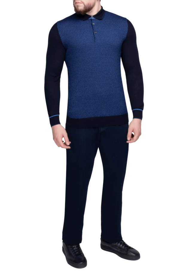 Dalmine man long sleeve polo in silk and cashmere blue for men купить с ценами и фото 165246 - photo 2