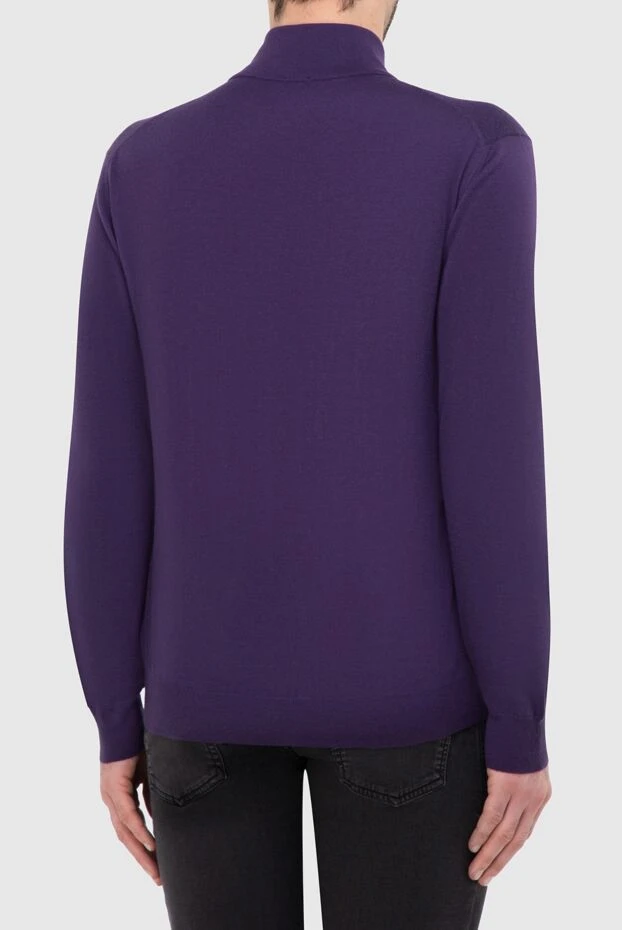 Malo кардиган из шерсти фиолетовый мужской с молнией и воротником-стойкой
 165281 - фото 3
