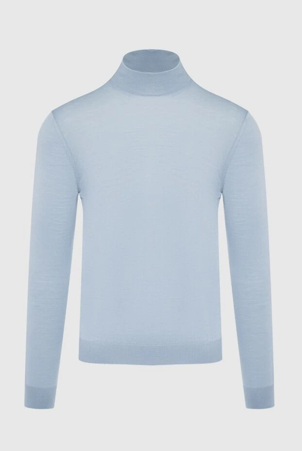 Malo man men's jumper with a high stand-up collar made of wool, silk and cashmere blue купить с ценами и фото 165287 - photo 1