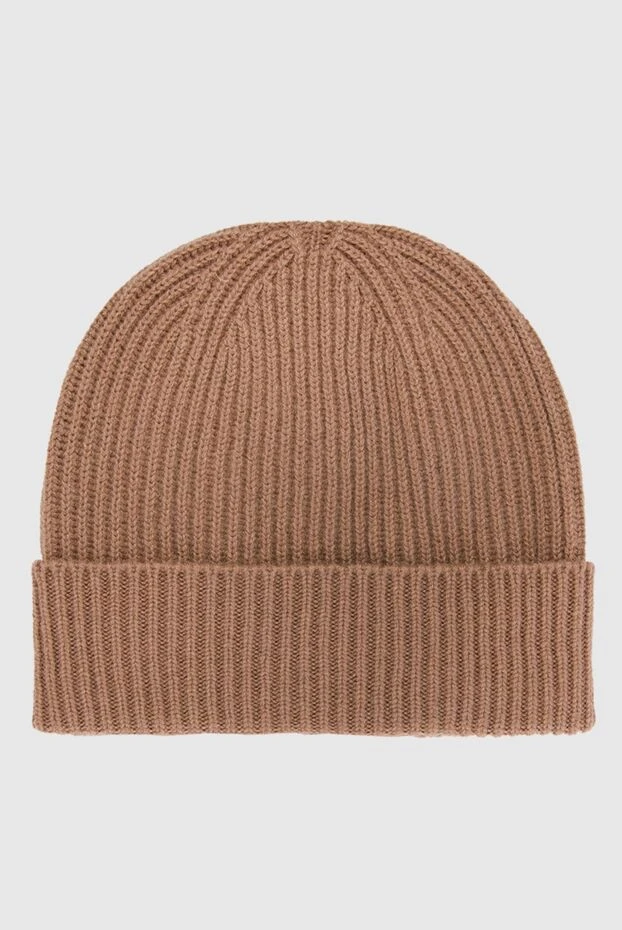 Malo шапка бини из кашемира в рубчик коричневая мужская 165337 - фото 3