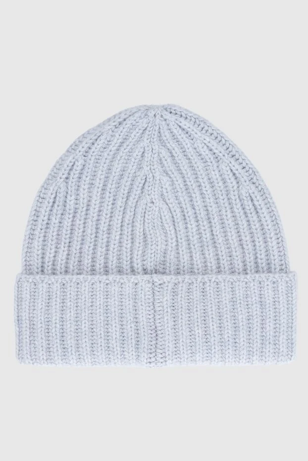 Malo кашемировая шапка светло-голубого цвета с объёмной вязкой в рубчик
 165338 - фото 3