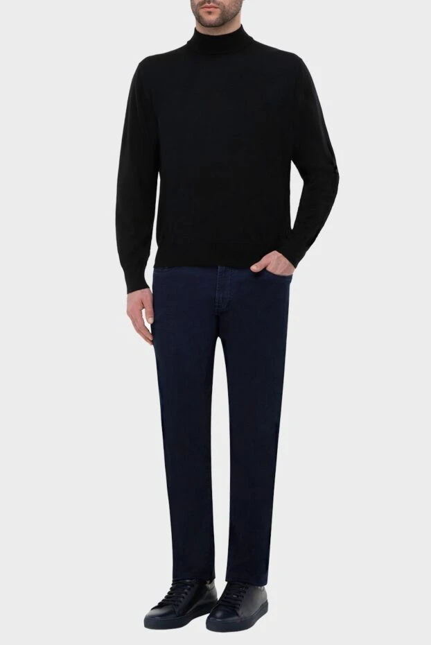 Gran Sasso man men's jumper with a high stand-up collar made of wool, black купить с ценами и фото 165371 - photo 2