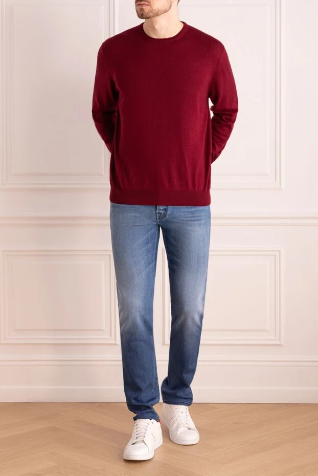 Gran Sasso man wool jumper burgundy for men купить с ценами и фото 165385 - photo 2