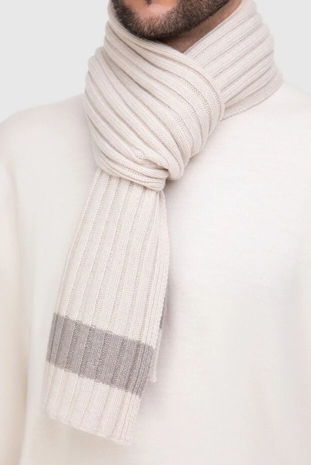 Gran Sasso man beige cashmere scarf for men купить с ценами и фото 165446 - photo 2