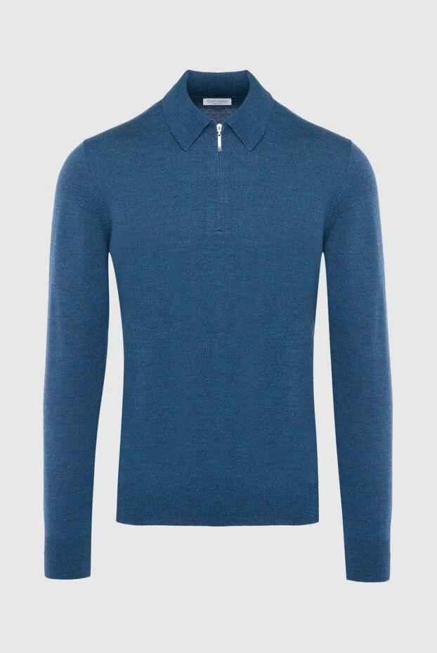 Gran Sasso man wool long sleeve polo blue for men купить с ценами и фото 165464 - photo 1