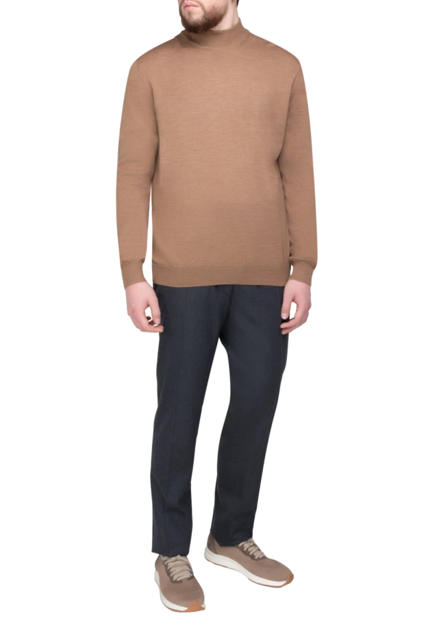 Gran Sasso man men's jumper with a high stand-up collar, brown wool купить с ценами и фото 165498 - photo 2