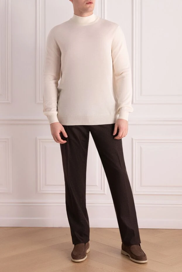 Gran Sasso man men's jumper with high stand-up collar made of wool white купить с ценами и фото 165499 - photo 2