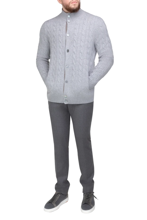 Gran Sasso man men's cashmere cardigan gray купить с ценами и фото 165575 - photo 2