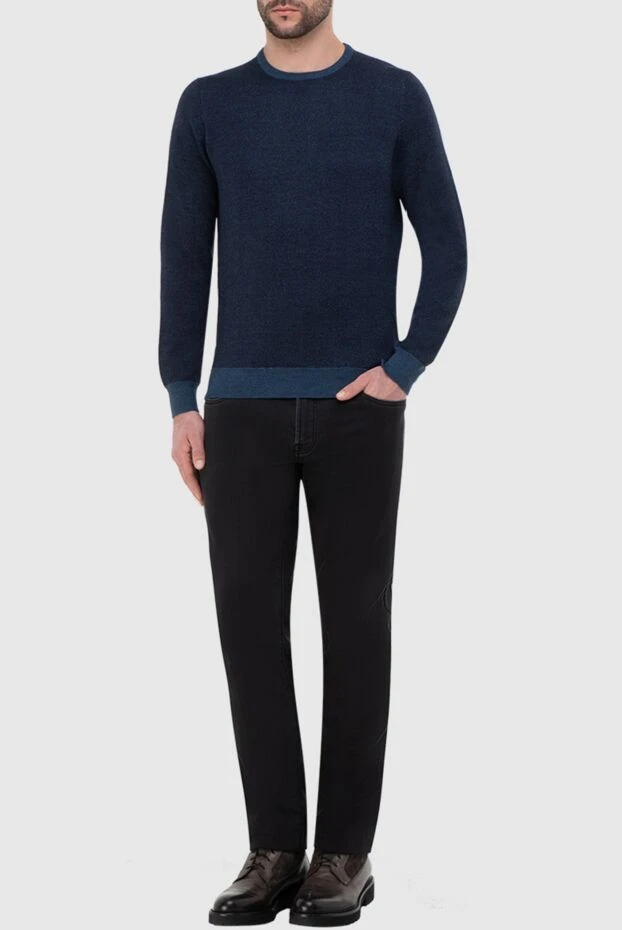 Gran Sasso man men's blue long sleeve wool jumper купить с ценами и фото 165629 - photo 2