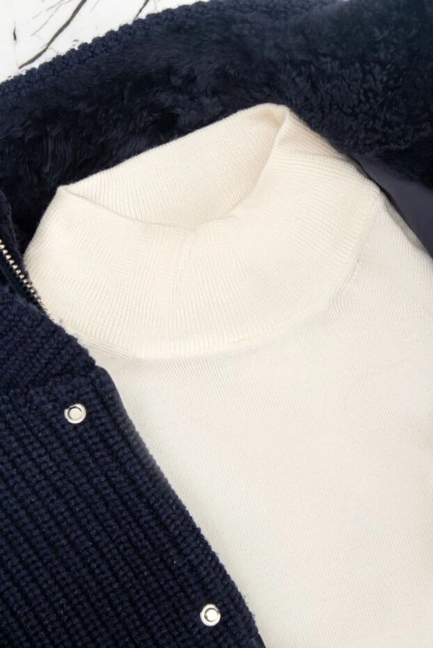 Ақ жүн джемпер жоғары жағалы ерлерге арналған - фото 2