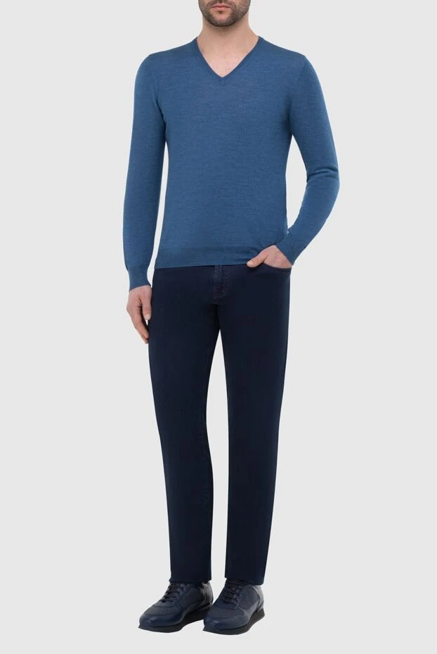 Gran Sasso man wool and silk jumper blue for men купить с ценами и фото 165669 - photo 2