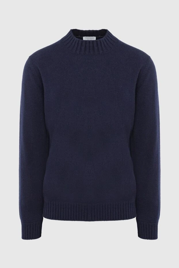 Gran Sasso man men's jumper with a high stand-up collar made of wool, blue купить с ценами и фото 165713 - photo 1