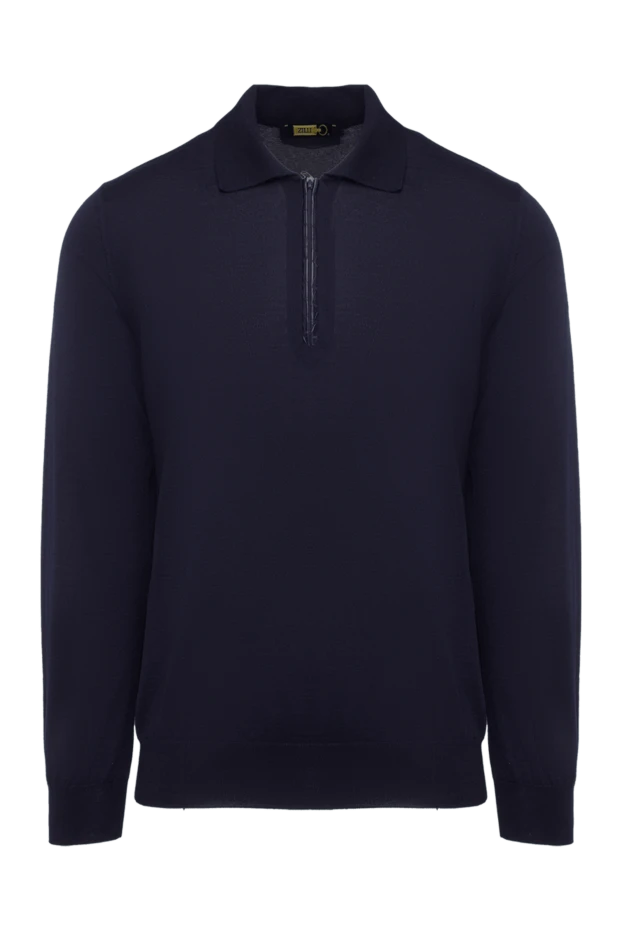 Zilli man long sleeve polo in silk, cashmere and crocodile blue for men купить с ценами и фото 165744 - photo 1