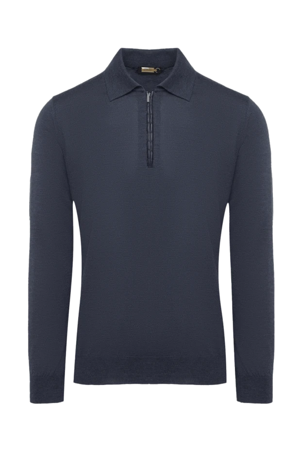 Zilli man long sleeve polo in silk, cashmere and crocodile blue for men купить с ценами и фото 165750 - photo 1