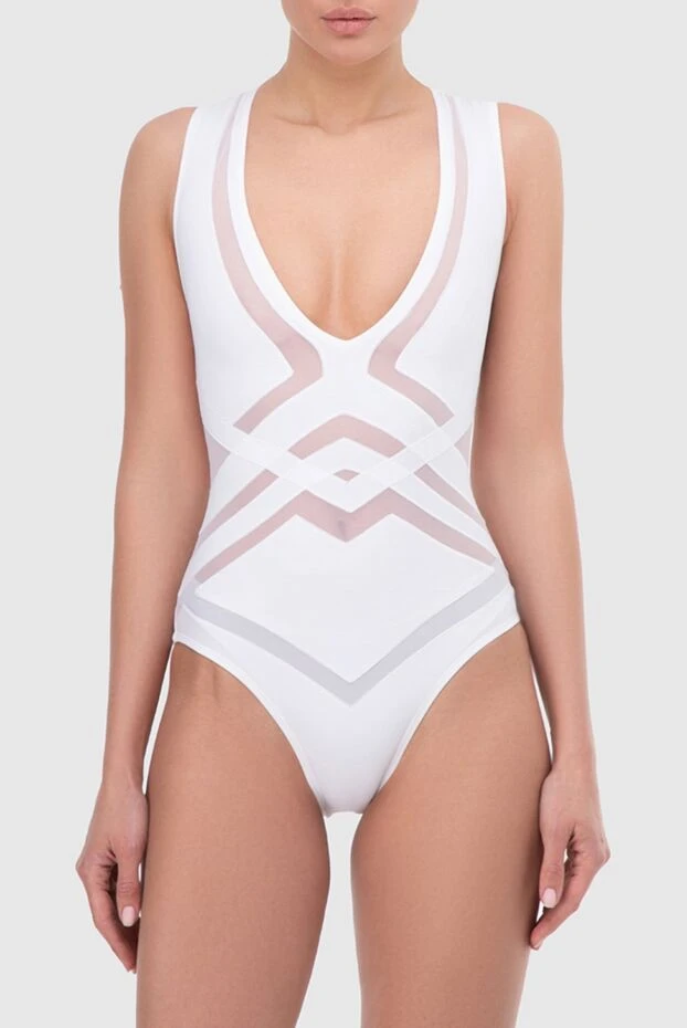 OYE Swimwear мөлдір бөлшектердің геометриялық өрнегі бар ақ түсті бір бөлікті купальник 165824 - фото 3