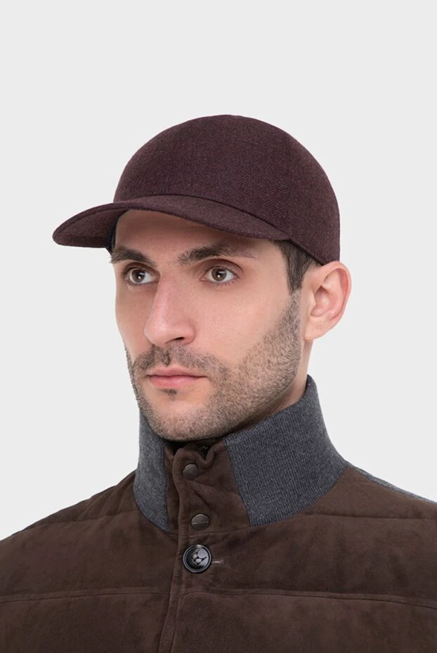 Enrico Mandelli man wool and cashmere cap burgundy for men купить с ценами и фото 165956 - photo 2