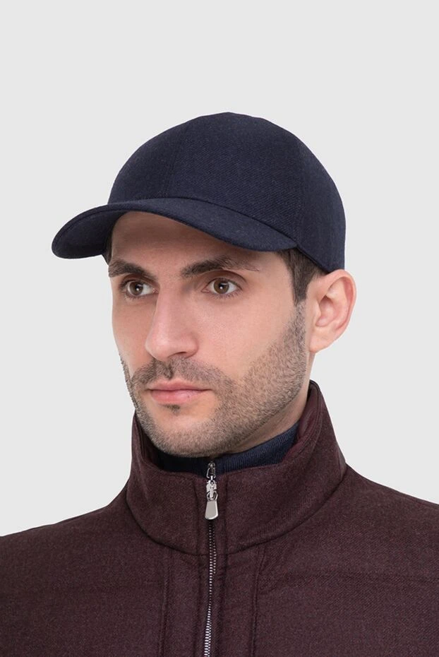 Enrico Mandelli man blue wool and cashmere cap for men купить с ценами и фото 165958 - photo 2