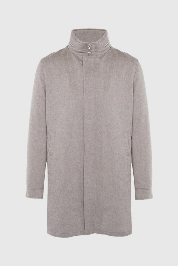 Beige cashmere and genuine leather jacket for men - photo 1