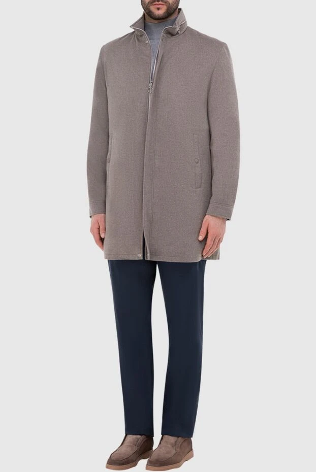 Seraphin куртка из кашемира и натуральной кожи бежевая мужская 165968 - фото 2