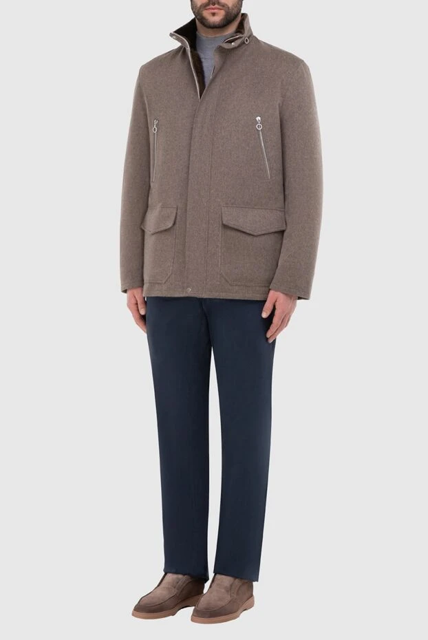 Seraphin beige long cashmere jacket with fur and a high collar
 165971 - photo 2