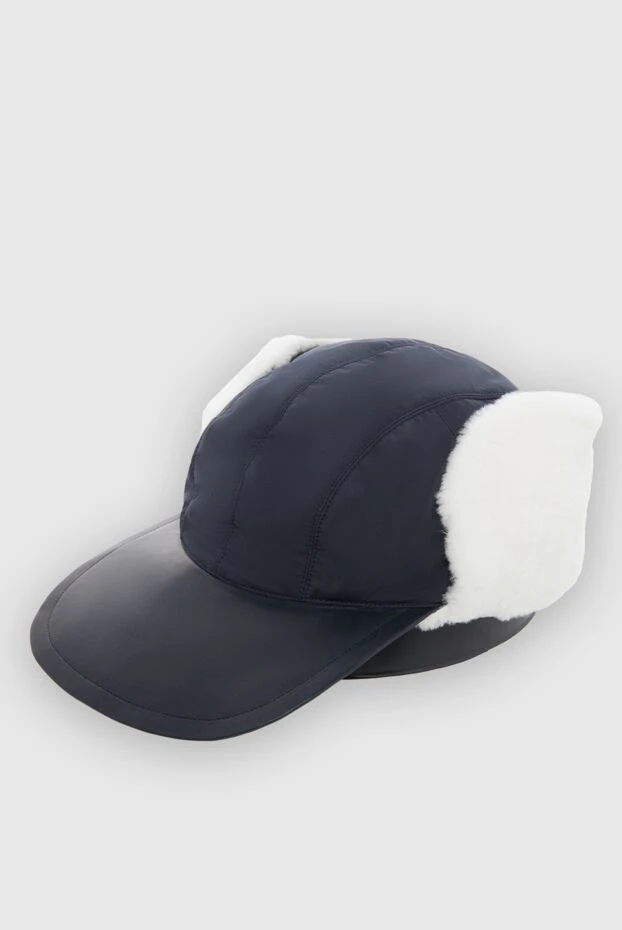 Seraphin blue cap made of nylon, genuine leather and genuine fur 165972 - photo 3