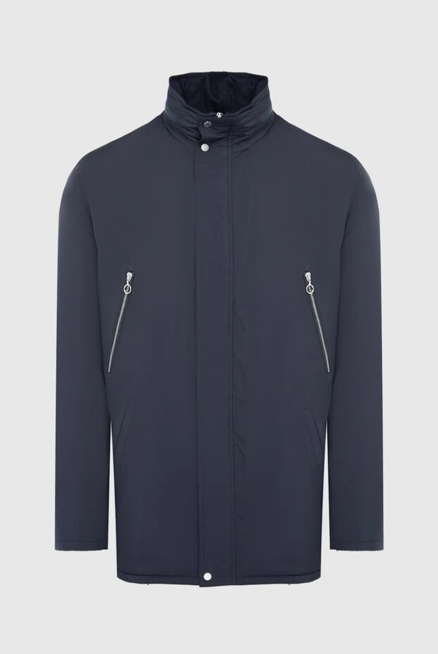 Куртка синяя удлиненная с контрастными молниями мужская - фото 1