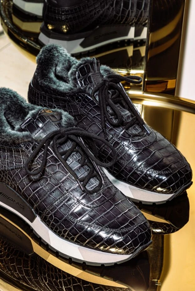 Santoni крокодил былғарыдан жасалған графит реңктегі аң терісі бар кроссовки
165976 - фото 2