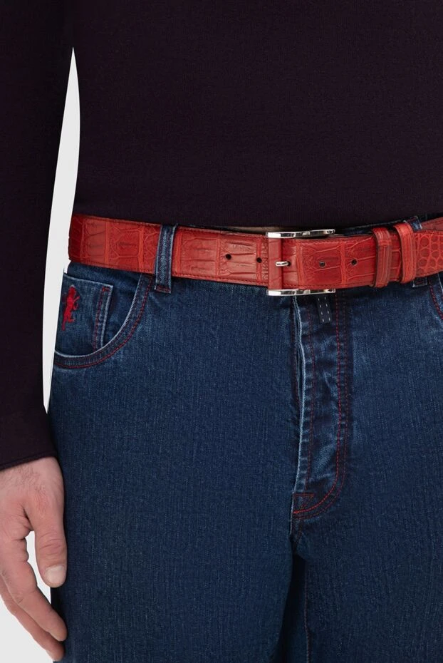 Cesare di Napoli man red crocodile leather belt for men купить с ценами и фото 165983 - photo 2