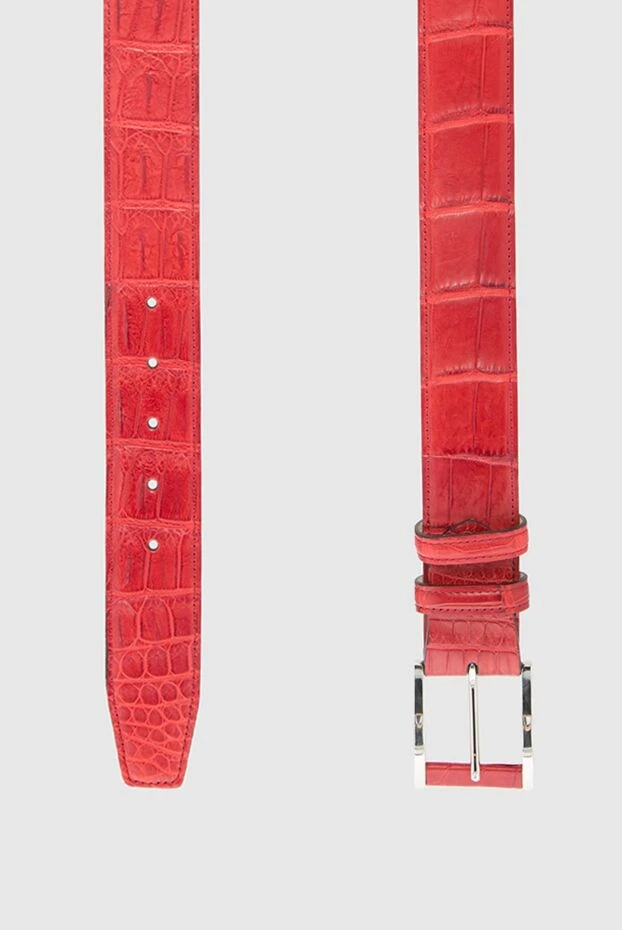 Cesare di Napoli жарқын қызыл крокодил терісінен жасалған белдік ерлерге арналған 165983 - фото 3