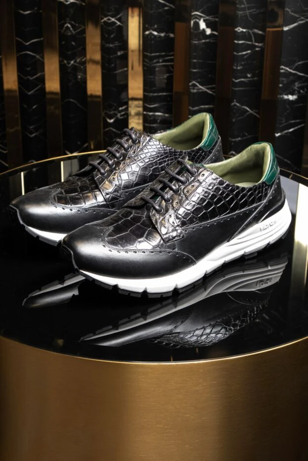 Tardini жылтыр крокодил былғарыдан жасалған жастықшасы бар табаны және контрастты жиегі бар кроссовкалар
165999 - фото 2