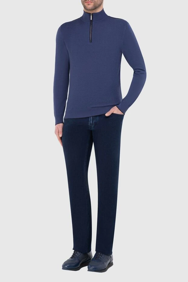 Stefano Ricci шынтақ жастықшалары бар көк кашемир және жібек шалбар 166030 - фото 2